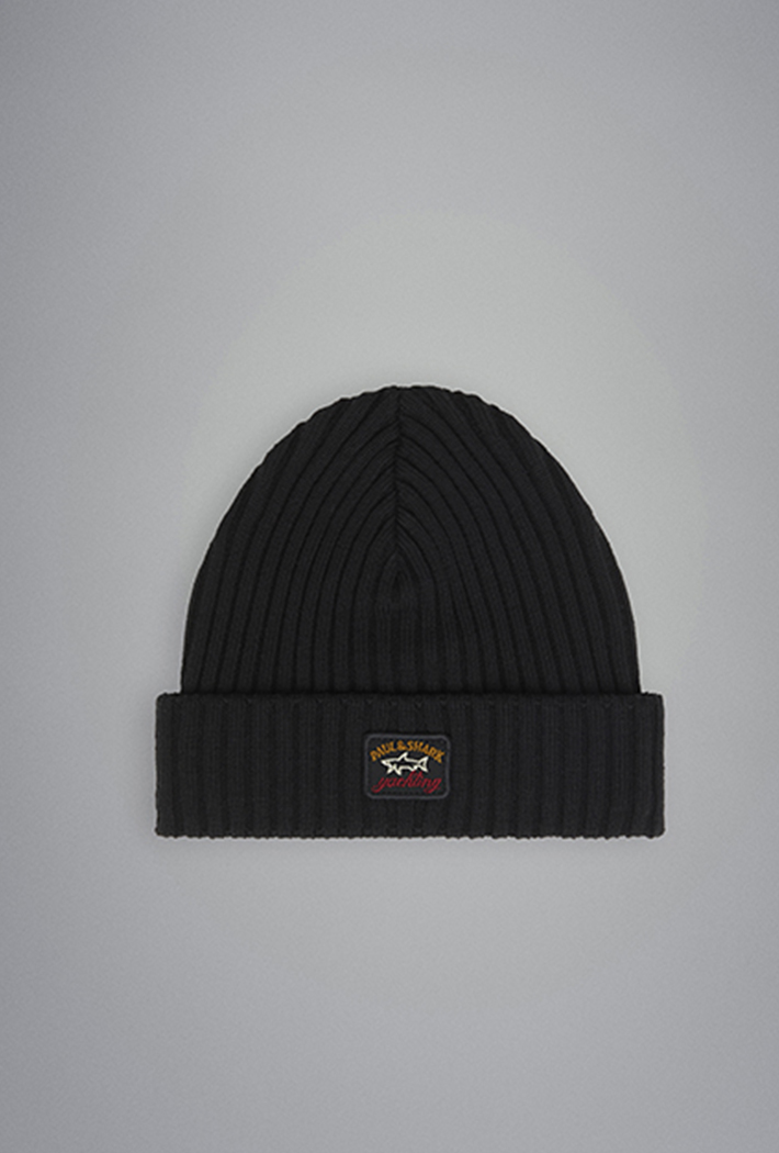 Paul & Shark Men's Ribbed Wool Beanie With Iconic Badge