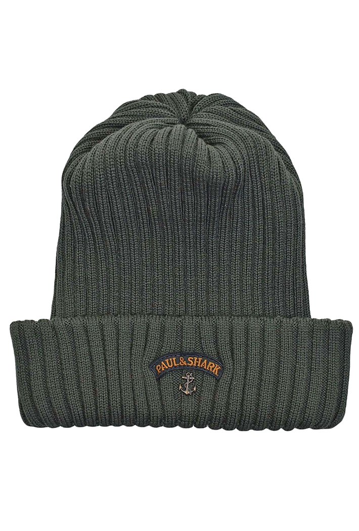 Paul & Shark Men's Ribbed Wool Beanie With Anchor Badge