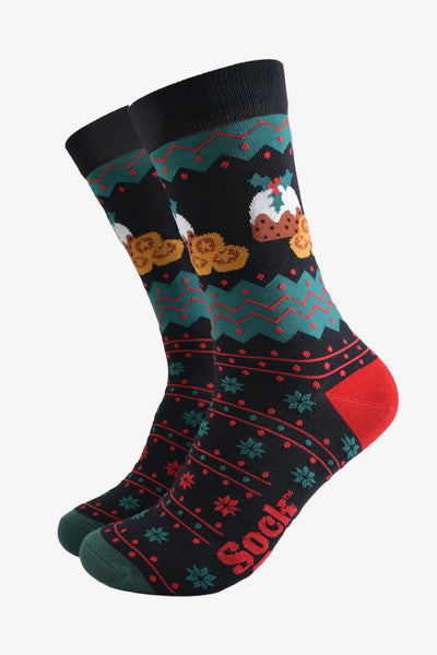 Miss Shorthair Ltd 4516ficpb Men's Bamboo Socks - Black, Christmas Pudding