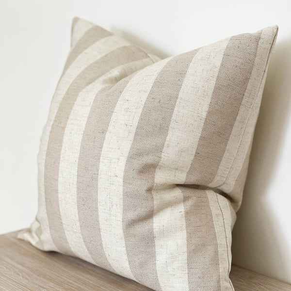 BUNNY AND CLARKE Linen Blend Thick Stripe Beige & Cream Cushion