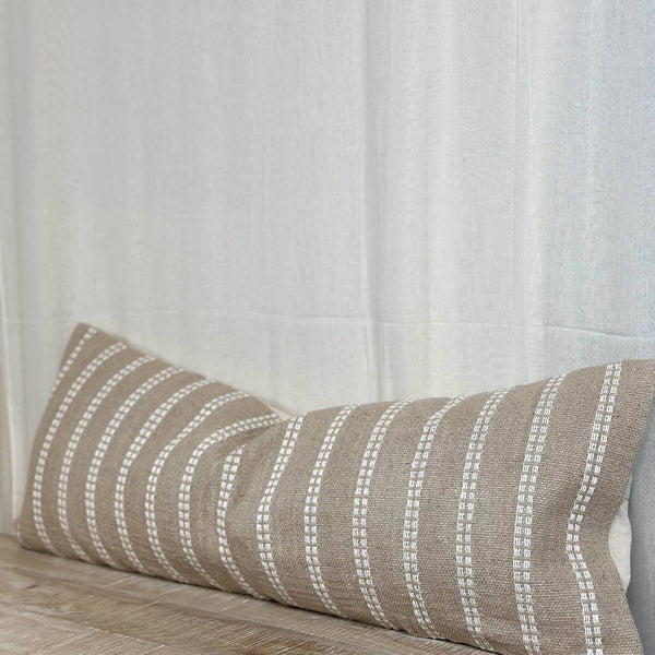 BUNNY AND CLARKE Luxe Cotton Cushion In Beige & Cream Stripe