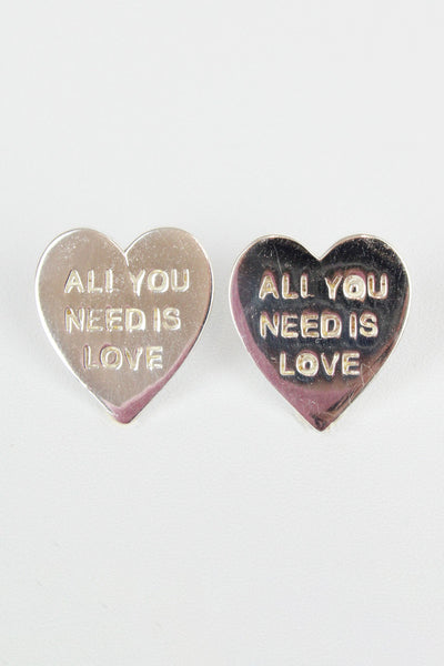 BUNNY AND CLARKE Silver “All You Need Is Love” Stud Earrings