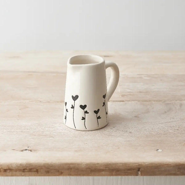 BUNNY AND CLARKE Black Heart Floral Jug