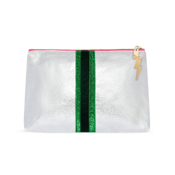 Cockatoo Sheeny Silver Clutch - Green