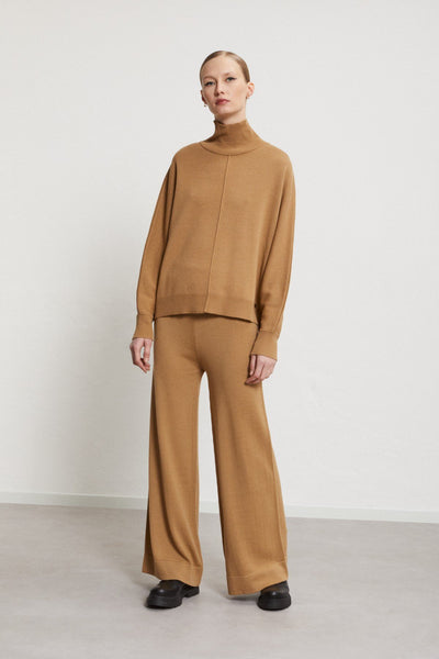 Ottod'Ame  Wool Blend Turtle Neck Jumper - Camel