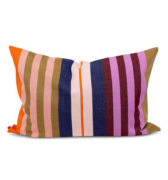 Afroart Nino Striped Cotton Cushion, Multi Tonal