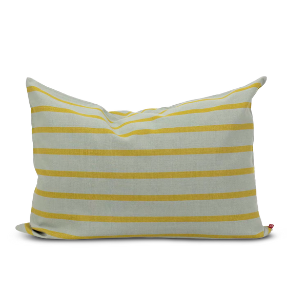 Afroart Juana Striped Cotton Cushion, Grey & Yellow