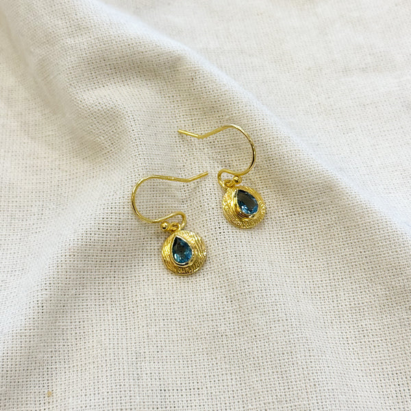 TUSKcollection Ne93 Gold Drop Earrings With Kyanite