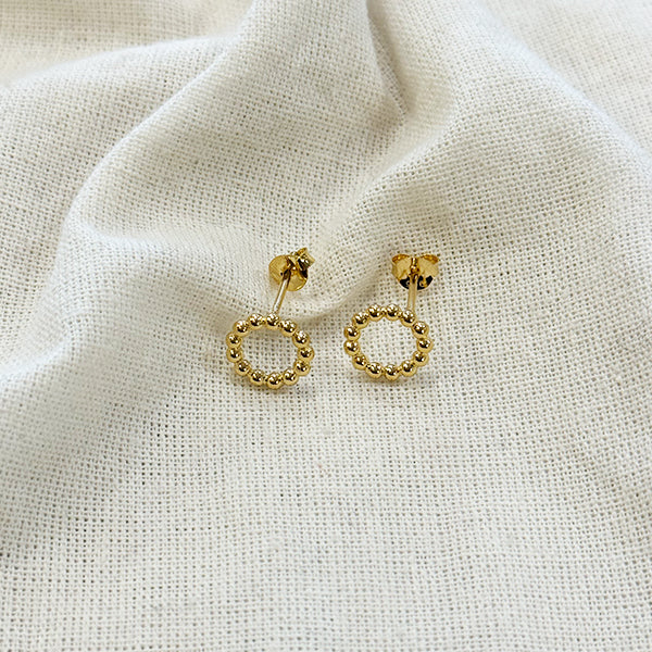 TUSKcollection Pl-135 Gold Dot Circle Stud Earrings