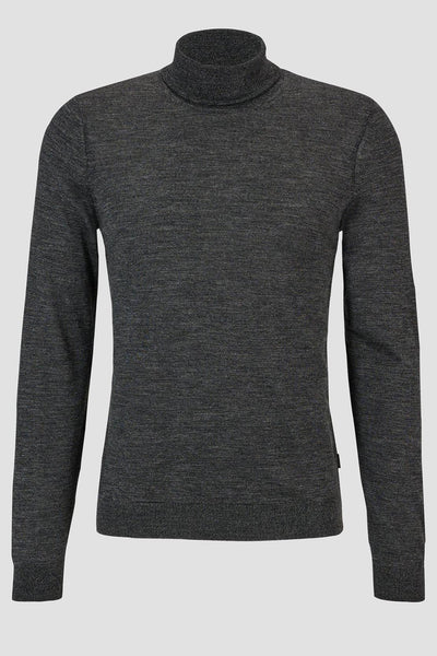 Hugo Boss Boss - Musso-p Charcoal Grey Slim-fit Roll Neck Sweater In Virgin Wool 50468262 002