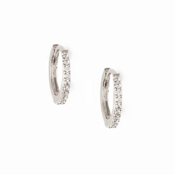 Orelia Mini Pave Huggie Hoop Earrings Silver In Metallic