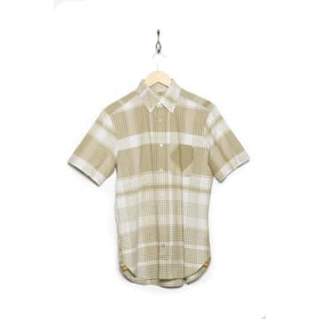 Original Madras Trading Company Olive Plaid Buttondown Shortsleeve In Green