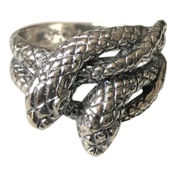 Window Dressing The Soul Silver Double Snake Ring In Metallic