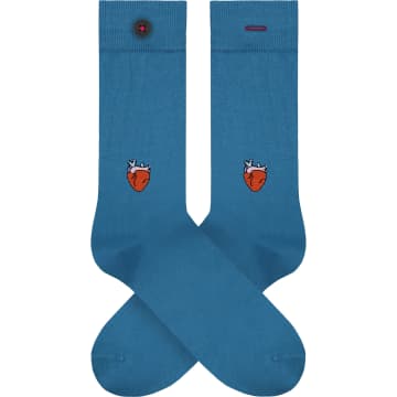 A-dam Underwear - Socks with Embroidery - 36-40 | green apple | adam (ice) - Blue/Grey/Black