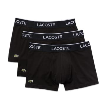 Shop Lacoste 3 Pack Cotton Stretch Trunks Black