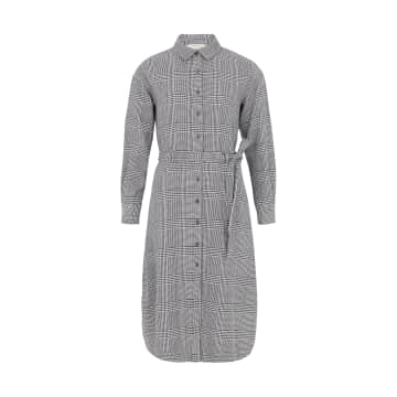 People Tree Navy And Eco White Asta Checked Shirt Dress In Blue