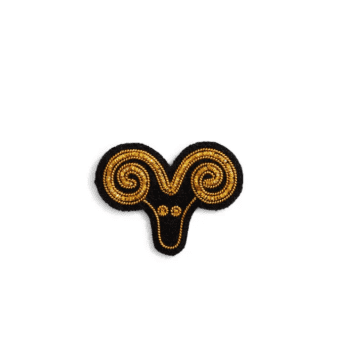 Macon & Lesquoy Black And Gold Aries Zodiac Brooch
