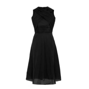 Carven Nwot Cross-front Flare Dress In Black