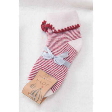 Joya Red Cream Stripey Bed Socks