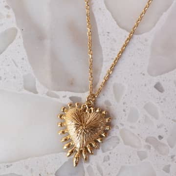 Zoe And Morgan Heart Rays Necklace Gold