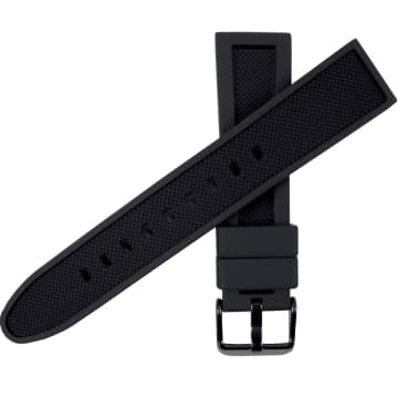 Black Bough Black Silicone Rubber Reversible Watch Strap