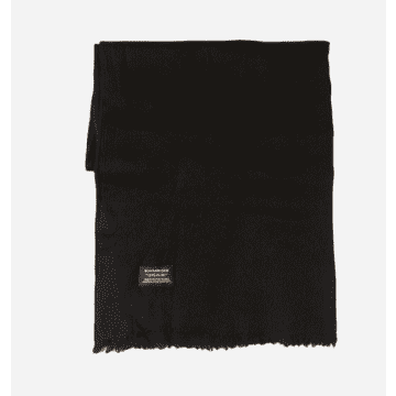 Maharishi Black Pashmina Wool Scarf In Black/black