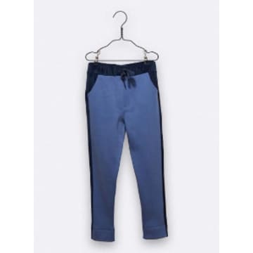 Lovewear Luca Trousers In Blue And Navy Velvet Organic Cotton Jersey With The Ok Embroidery