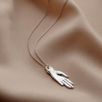 Posh Totty Designs Sterling Silver Hand Necklace In Metallic