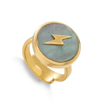 Svp Jewellery Stellar Lightning Labradorite Adjustable Ring In Gold