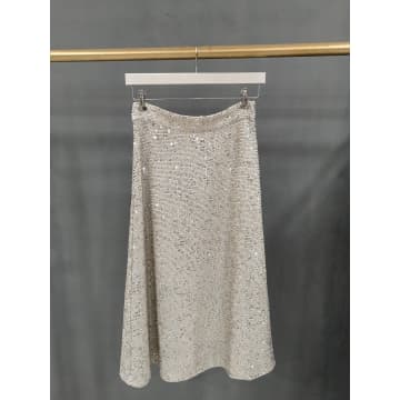 Shop 6ème Galerie Silver Gray Sequin Skirt In Metallic