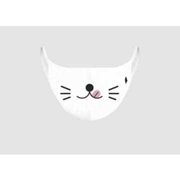 Podevache White Kawai Cat Fabric Child Mask