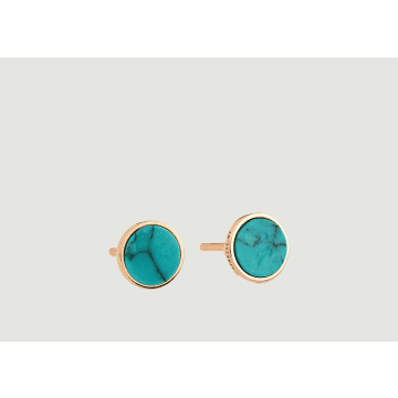 Ginette Ny Rose Gold And Turquoise Ever Disc Earrings