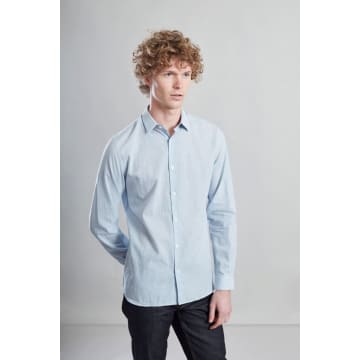 L'exception Paris Light Blue Chequered Japanese Organic Cotton Shirt
