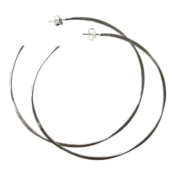 Silver Jewellery Large Irregular Oxidised Hoops In Metallic