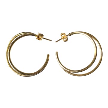 Silver Jewellery Gold Double Circle Crescent Earrings In Metallic