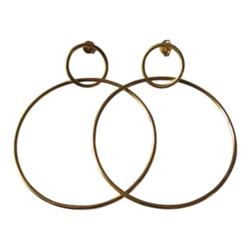 Silver Jewellery Gold Plated Double Circle Hoop Earrings In Metallic