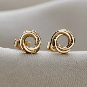 Posh Totty Designs 18ct Gold Plate Russian Ring Stud Earrings In Yellow