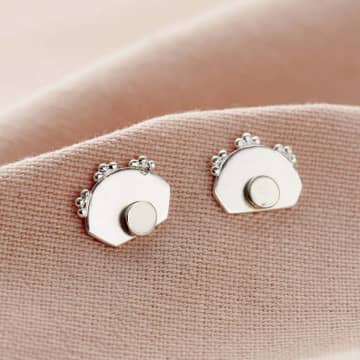 Posh Totty Designs Sterling Silver Crown Ear Jacket Earrings In Metallic