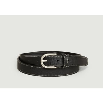 L'exception Paris Black Grain Leather Belt