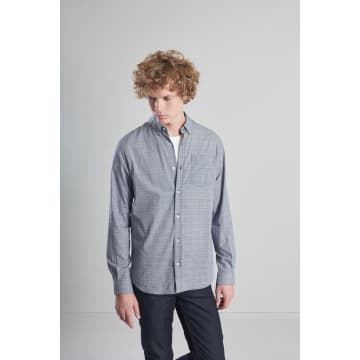 L'exception Paris Blue And Grey Prince Of Wales Chequered Shirt In Japanese Cotton