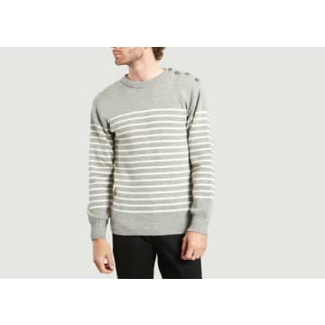 Armor-lux Grey And White Heritage Striped Jumper