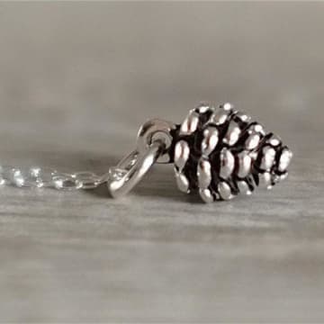 Gracie Collins Silver Necklace Pine Cone Charm In Metallic
