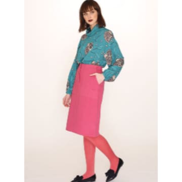 Pepaloves Cotton Midi Skirt In Pink