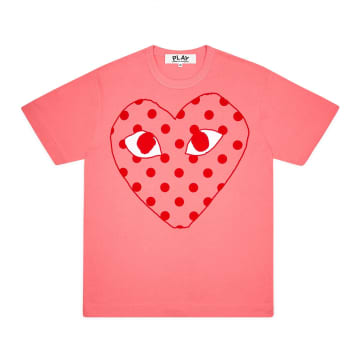 Comme Des Garcon Kids' Play Bright Spotted Heart T Shirt Pink