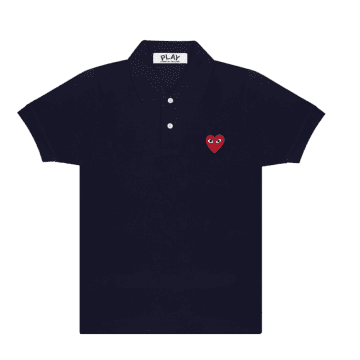 Comme Des Garcon Play Mens Big Red Heart Polo Navy