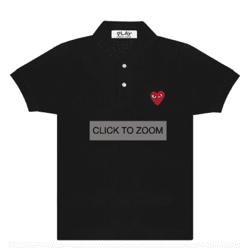 Comme Des Garcon Play Mens Big Red Heart Polo Shirt Black