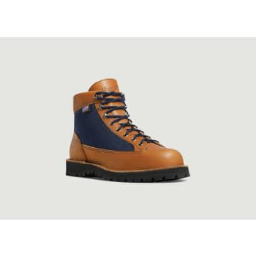 Danner Camel  Light Denim And Leather Boots In Blue