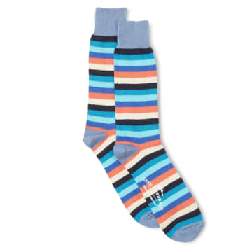 Burrows And Hare Multi Stripe Sock In Blue
