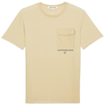 Calvin Klein Cream Irish Utility Pocket T Shirt In Neutrals