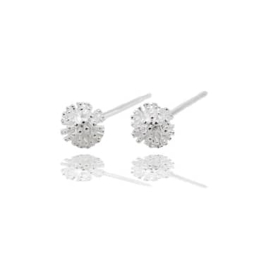 Curiouser And Curiouser Sterling Silver Dandelion Stud Earrings In Metallic